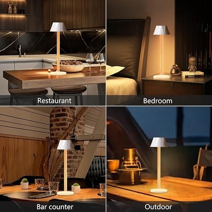 2 Pack Rechargeable Table Lamps, Cordless Table Lamp with 6000mAh Battery Operated 3 Color Stepless Dimming, Touch Lamp for Restaurant Bedroom Bars Party Kitchen Outdoor, Waterproof & Portable