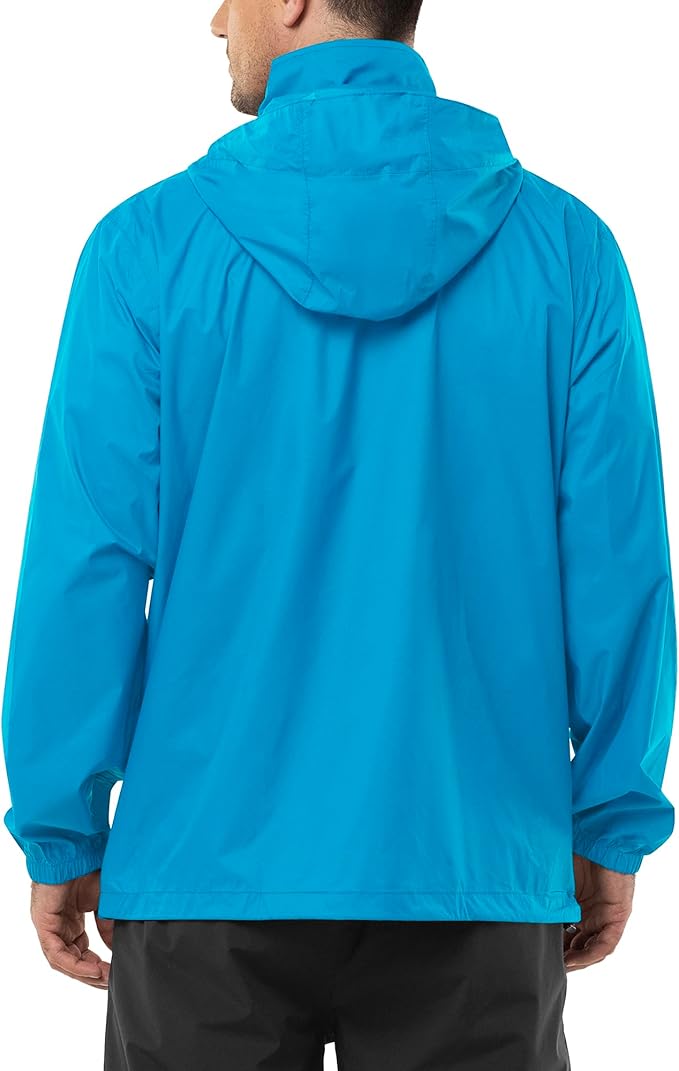 Outdoor Ventures Men's Rain Jacket Waterproof Lightweight Packable Rain Shell Raincoat with Hood for Golf Hiking Travel
