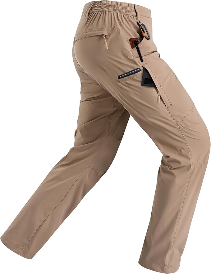 Rapoo Mens Hiking Pants Lightweight Water Resistant Breathable Nylon Cargo Pants with 6 Pockets