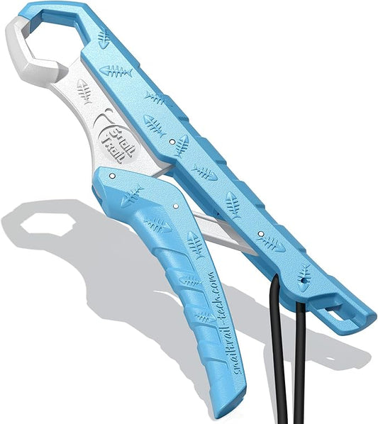 SNAIL TRAIL 7.5''/9'' Floating Fish Gripper, Fishing Grabber, Catfish Mouth Pliers, Caught Bass Holder, Digital Scale Hook Clamp, Saltwater Lip Grip Tool with Lanyard, Gifts for Men