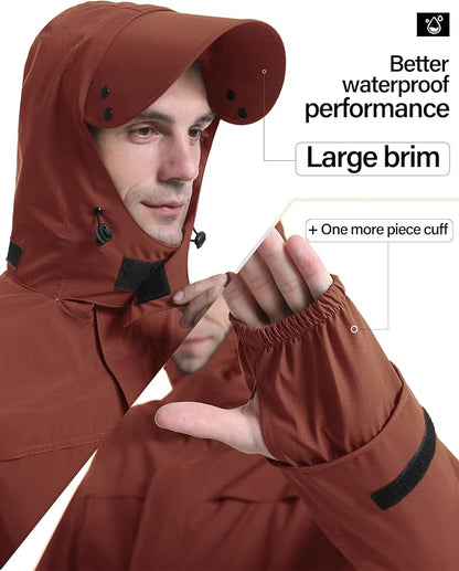 iCreek Rain Suit Waterproof Jacket with Pants 2 Pieces Breathable Lightweight Packable Raincoat with Hooded Rain Gear Unisex