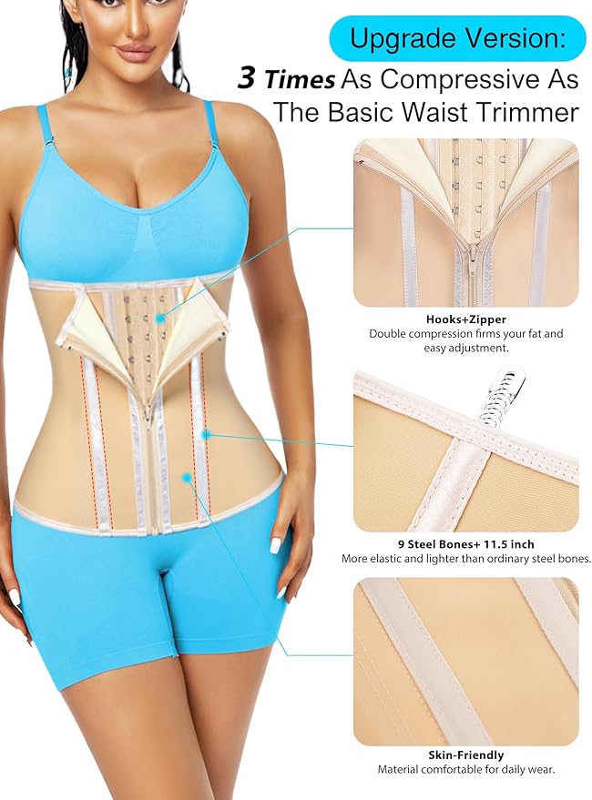 Short Torso Waist Trainer for Women Lower Belly Fat, Workout Fajas Colombianas Waist Cincher Corset