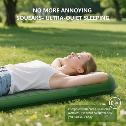 HiiPeak Memory Sleeping Pad, Compact Thick Foam Sleeping Mats with Pillow, 9.5 R-Value Insulated Camping Mattress Pad, Easy Inflate & Deflate, Inflatable Sleep Mat for Backpacking Hiking Car Tent