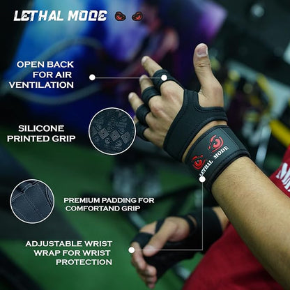 Workout Gloves for Men & Women – Fingerless Weight Lifting Gloves with Wrist Support for Gym, Crossfit, and Exercise – Durable Grip for Weightlifting, Cycling & Training