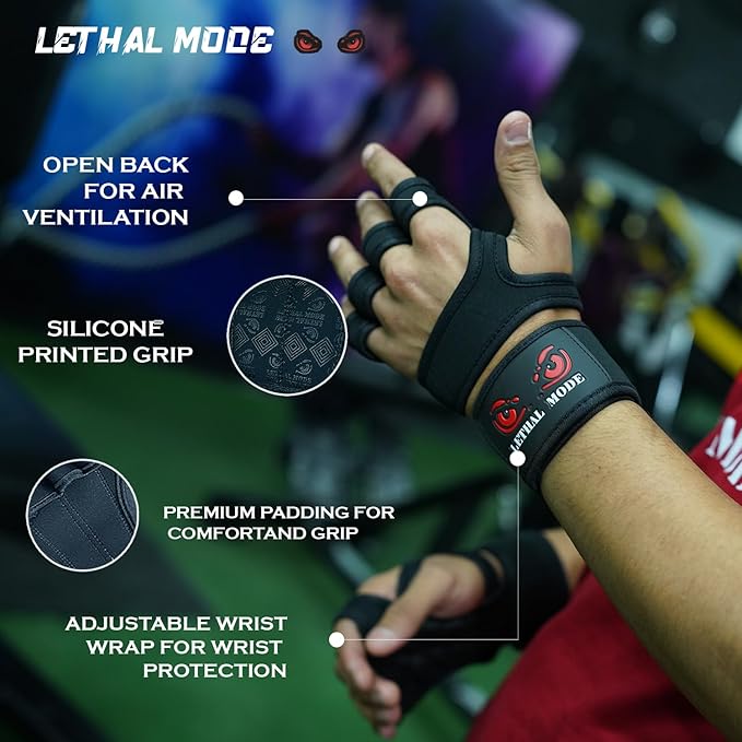 Workout Gloves for Men & Women – Fingerless Weight Lifting Gloves with Wrist Support for Gym, Crossfit, and Exercise – Durable Grip for Weightlifting, Cycling & Training