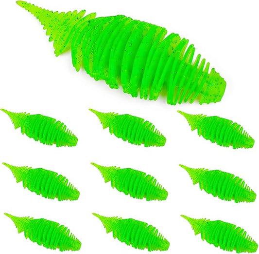 Soft Swimbait Lures, Soft Plastic Fishing Lures Kit, Bass Fishing Lure Swim Baits with 5 Color, Threaded Small Needle Tail for Trout, Crappie, Bass, Redfish, Freshwater, Saltwater