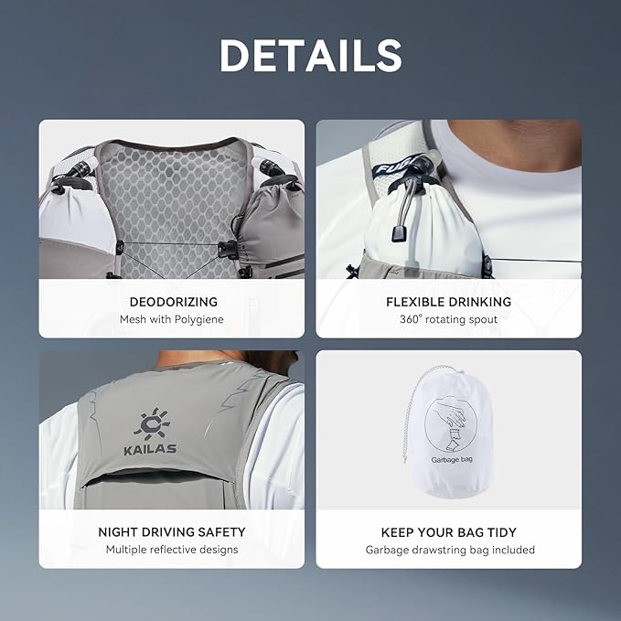 KAILAS FUGA AIR 8 Ⅳ Running Hydration Vest Hydration Pack Lightweight with Two TPU Water Bladders for Women Men Trail Cycling Hiking