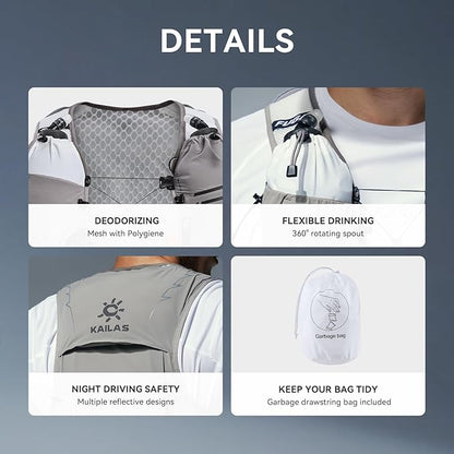 KAILAS FUGA AIR 8 Ⅳ Running Hydration Vest Hydration Pack Lightweight with Two TPU Water Bladders for Women Men Trail Cycling Hiking