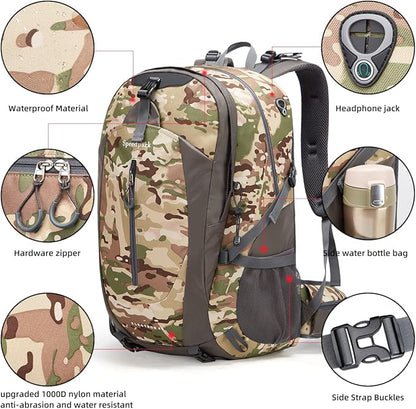SPEEDPARK Hiking Backpack 40L Waterproof Hiking Daypack with Rain Cover, Outdoor Trekking Travel Backpacks for Men Women