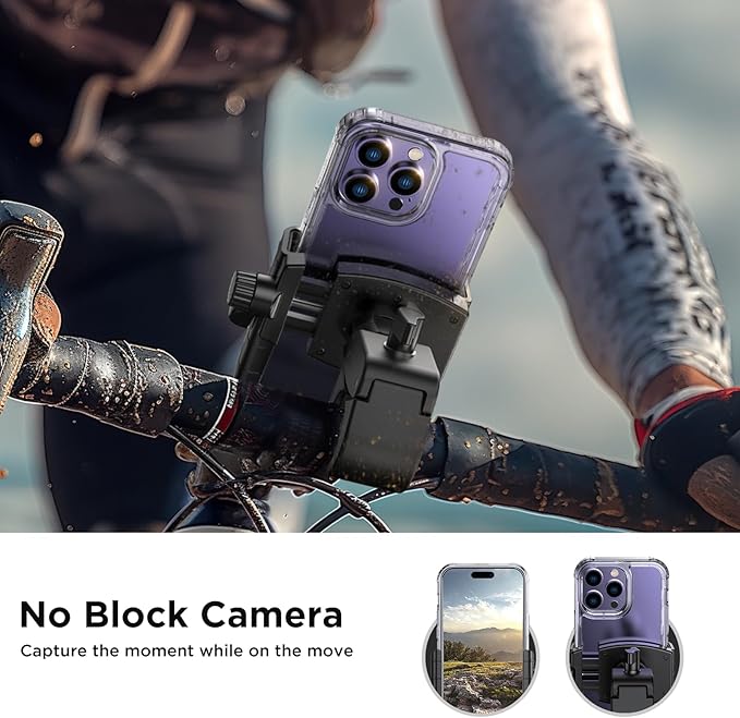 Miracase Bike Phone Holder, [Support Video Recording] Motorcycle Phone Mount, [Quick Lock] Bicycle Phone Mount Handlebar Cell Phone Clamp for Scooter, Friendly Compatible with iPhone Samsung Black