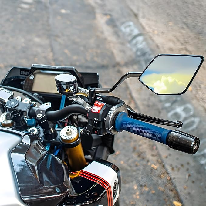 Motorcycle Rear View Mirrors, Stealth Wind Wing Side Mirrors Compatible with 2025 Kawasaki Z400 Z650 Z900 Z1000 Duke 125 200 250 390 690 790 1290 MT03 MT07 MT09 MT10 etc (Large Mirror(Anti-glare))