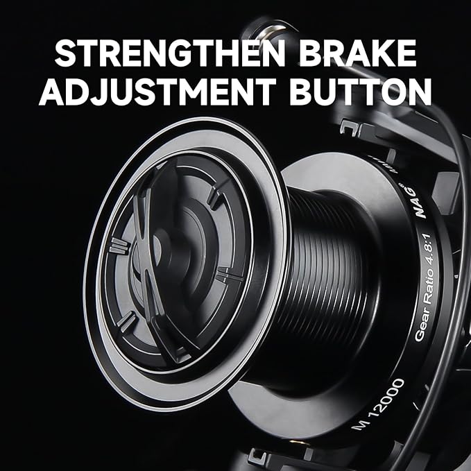 HAUT TON Spinning Reel 8000/9000/10000/12000/14000,6+1BB Metal Surf Fishing Reels,4.8:1 Gear Ratio 55lbs Drag Heavy Long Casting Inshore Saltwater Monster Fish