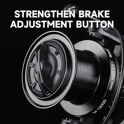 HAUT TON Spinning Reel 8000/9000/10000/12000/14000,6+1BB Metal Surf Fishing Reels,4.8:1 Gear Ratio 55lbs Drag Heavy Long Casting Inshore Saltwater Monster Fish