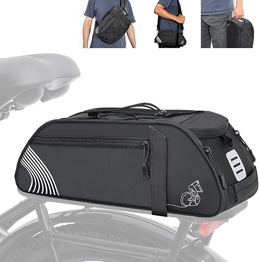 YEEGO DIRECT Bike Rack Bag, 14L Expandable Capacity Bike Bags for Bicycles Rear Rack,Water-resistant Bike Trunk Bag, Bike Panniers Reflective Design, Crossbody Shoulder Bag for Commuting Outings