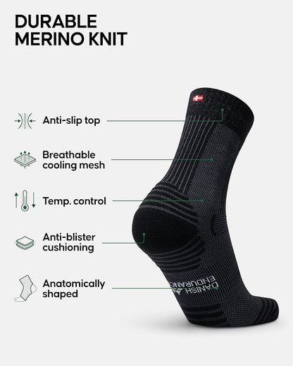 DANISH ENDURANCE Hiking Socks, Lightweight, Merino Wool Socks for Men & Women, Moisture Wicking & Thermal, 1 or 5 Pack