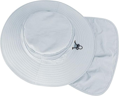 Sun Hats for Men Women Fishing Hat UPF 50+ Breathable Wide Brim Bucket Hats Summer UV Protection Safari Hat with Neck Flap