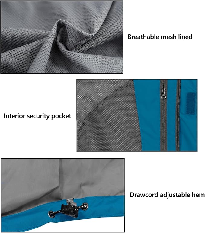 Little Donkey Andy Men's Waterproof Rain Jacket Outdoor Lightweight Rain Shell Coat for Hiking,Golf,Travel