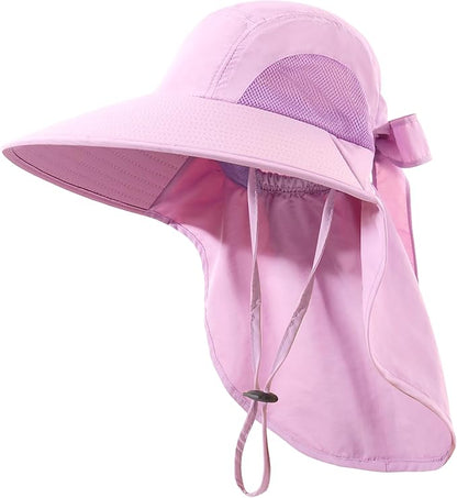 Womens Sun Hat UV Protection, Foldable Waterproof Wide Brim Bucket Hats with Neck Flap for Summer Beach Fishing Hiking