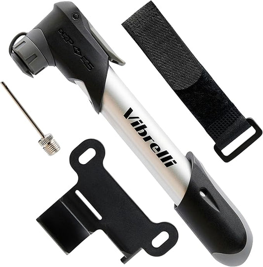 Vibrelli Mini Bike Pump - Presta & Schrader Bicycle Pump - 120 PSI Tire Pump for Road & MTB - No Valve Changing Needed