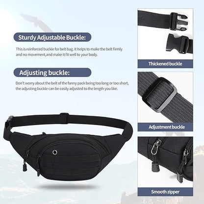 DAITET Crossbody Fanny Pack for Men&Women,Large Waist Bag & Hip Bum Bag with Adjustable Strap for Outdoors Workout Traveling Casual Running Hiking Cycling