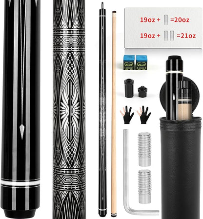 IIQ Pool Cue Stick: 3 in 1 Unique Billiard Pool Cue Pioneer Sticks with 2 Weight Increasing Screws Extension Rod, Cool Bag, Joints Protectors