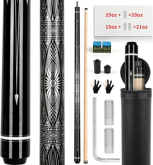 IIQ Pool Cue Stick: 3 in 1 Unique Billiard Pool Cue Pioneer Sticks with 2 Weight Increasing Screws Extension Rod, Cool Bag, Joints Protectors