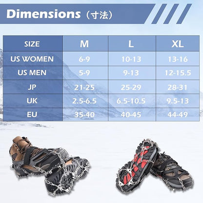 TRIWONDER Crampons for Boots Shoes Traction Ice Cleats Snow Grips Anti Slip Stainless Steel Micro Spikes for Hiking Fishing Walking Climbing Jogging Mountaineering