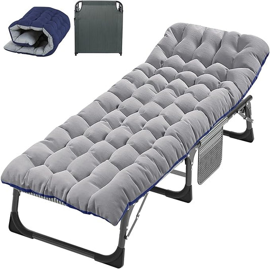 ABORON Folding Camping Cot for Adults, Double Layer 1200D, 500lb Capacity, Heavy Duty Guest Cot with Mat & Carrying Bag for Indoor & Outdoor Use