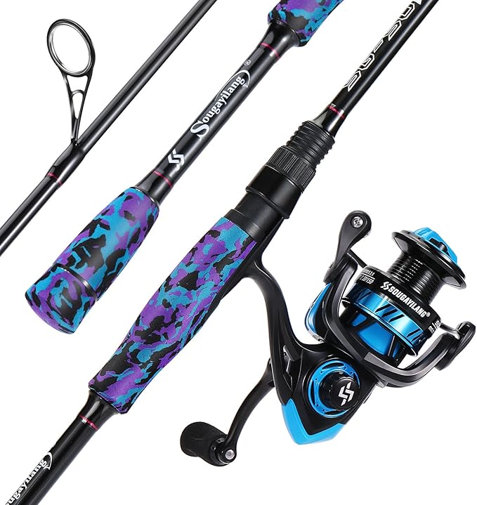 Sougayilang Fishing Rod and Reel Combo, Stainless Steel Guides Fishing Pole with Spinning Reel Combo for Bass Fishing