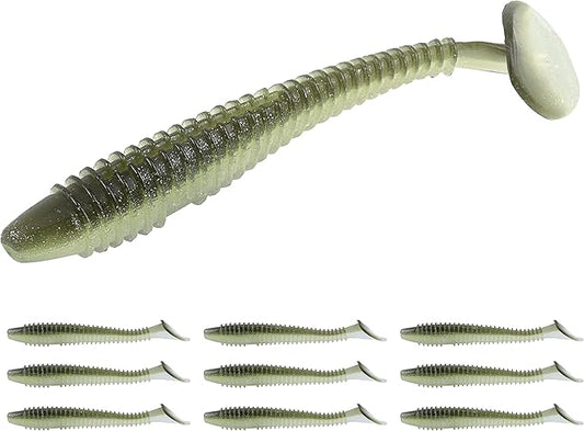 RUNCL Swimbaits Paddle 10/20/30/40PCS, 5/4/3/2 Inchs Paddle Tail, Soft Lure for Trout Crappie Bass, Durable Plastic Bait Swimmer for Saltwater/Freshwater, Fishing Lover's Gift