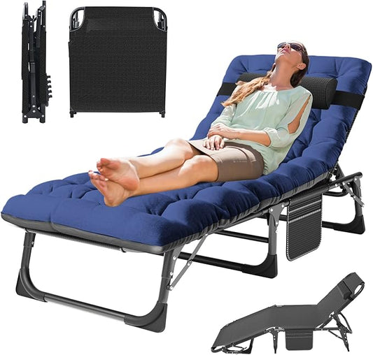 MOPHOTO 5-Position Folding Cot, Portable Outdoor Folding Chaise Lounge Chair for Sun Tanning, Perfect for Pool, Beach, Patio Sunbathing