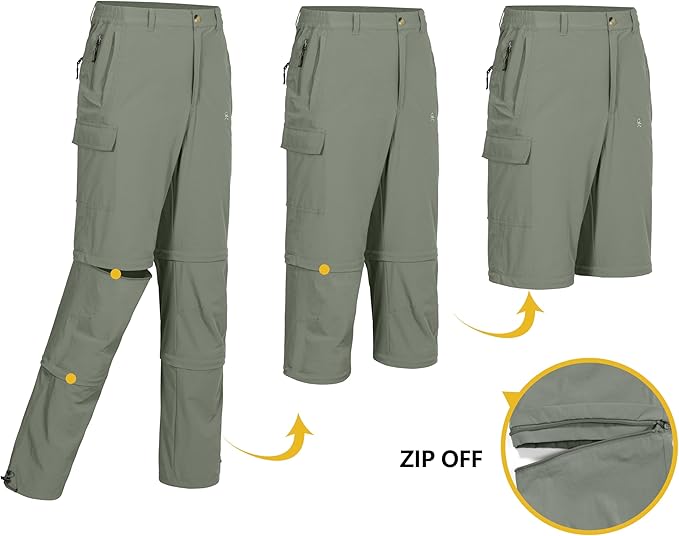 Little Donkey Andy Men's Stretch Convertible Pants, Zip-Off Quick-Dry Hiking Pants, UV Protection, Lightweight