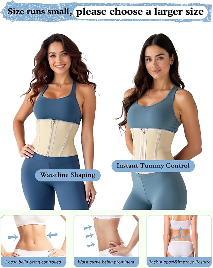 Short Torso Waist Trainer for Women Lower Belly Fat, Workout Fajas Colombianas Waist Cincher Corset