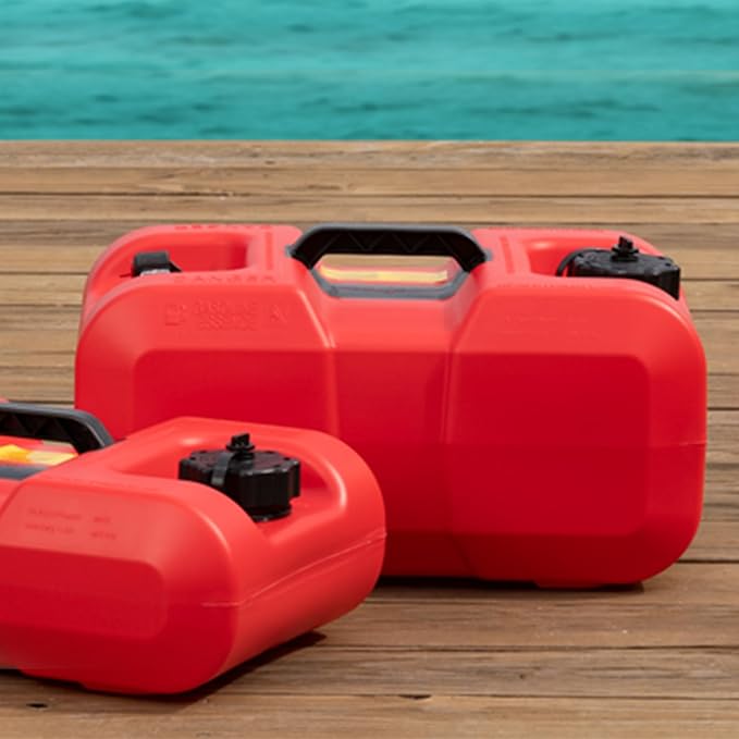 Scepter 6 Gallon Portable Marine Gas Can, Boat Fuel Tank with 2-Way Vented Cap, Built-In Fuel Gauge and Pick-Up, Top Handle, EPA & CARB Compliant, Underseat Design, 19.3"L x 12.2"W x 10.2"H (10511)
