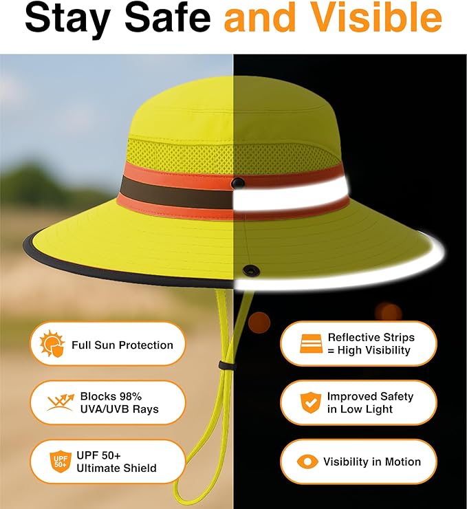 GearTOP Safari Hat for Men Sun Hats for Women UV Protection UPF 50+ Fishing, Gardening, Hiking Hat (22-23 1/2")