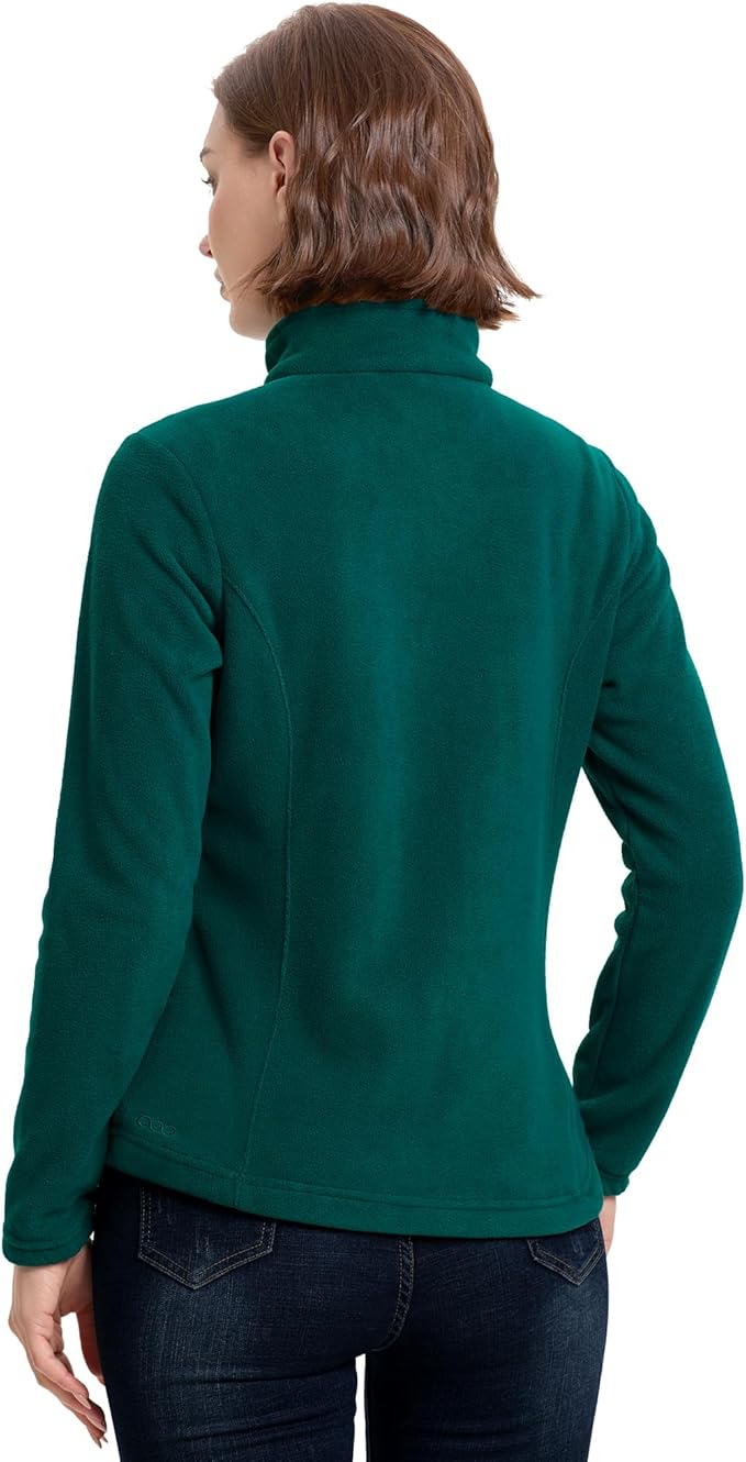 33,000ft Women's Zip Up Fleece Jacket, Long Sleeve Warm Soft Polar Lightweight Coat with Pockets for Winter