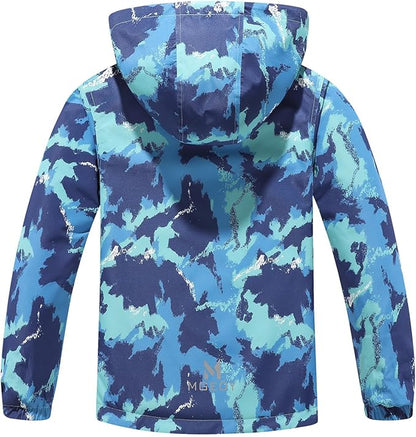MGEOY Boys Girls Rain Jackets Lightweight Waterproof Hooded Raincoats Windbreakers for Kids 4-14Y