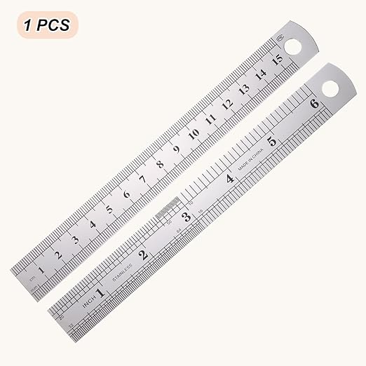HARFINGTON Steel Ruler 6" x3/4" Machinist Metal Ruler Carbon Steel Metric Straight Edge Measuring Tools 0.3mm Thick for Engineering Architect Drawing Home Office