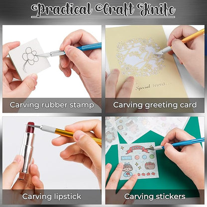 DIYSELF Exacto Knife, 2 Exacto Knives with 40 Spare Exacto Blades, Craft Knife, Hobby Knife, Precision Exacto Knife Set for Crafts, Arts, Modeling, Scrapbooking (#11#16#17)