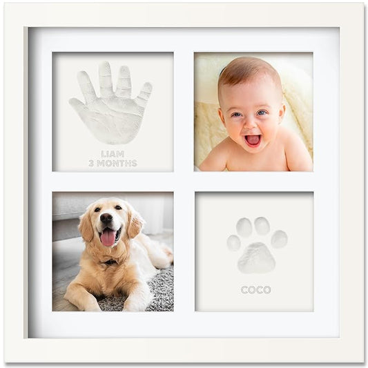Baby Hand and Footprint Kit - Baby Footprint Kit, Clay Handprint Keepsake Frame, Nursery Picture Frame For Newborns, Personalized New Mom Gifts for Showers & Registry (Alpine White)