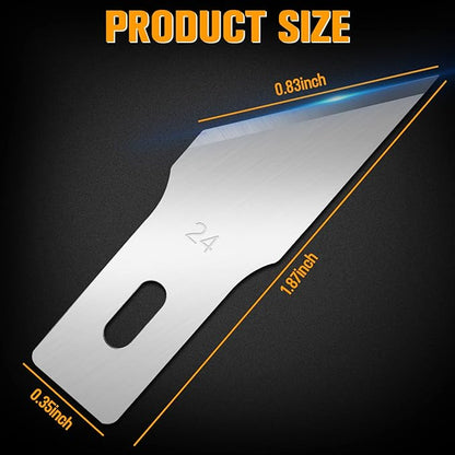 100 Pack Hobby Blades #24 Craft Knife Blades Refill Hobby Knife Replacement Blade with Storage Box for DIY Cutting, Carving, Trimming