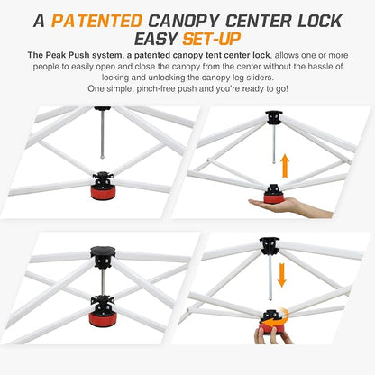 EAGLE PEAK 10x10 Slant Leg Pop-up Canopy Tent Easy One Person Setup Instant Outdoor Beach Canopy Folding Portable Sports Shelter 10x10 Base 8x8 Top (Peach Pink)