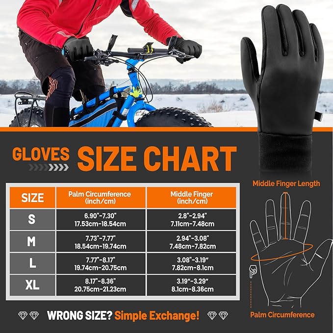 GXCROR Winter Gloves with Windproof & 3M Thermal Insulation, Touchscreen & Anti-Slip, Ideal for Running, Cycling, Hiking, Driving, and Outdoor Activities