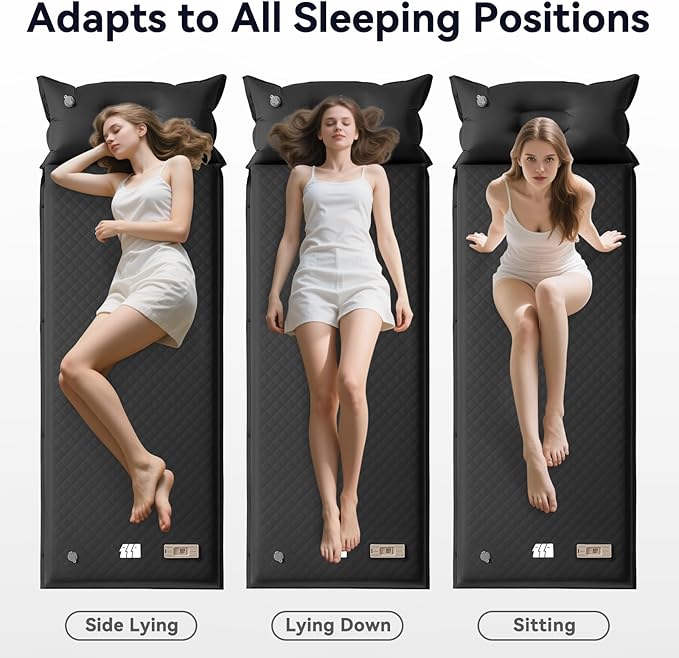 Sleeping Pad for Camping,3.14" Thick Memory Foam Self Inflating Mattress with Pillow and Built-in Electric Pump,4-Season Adult for Travel/Tent/Car