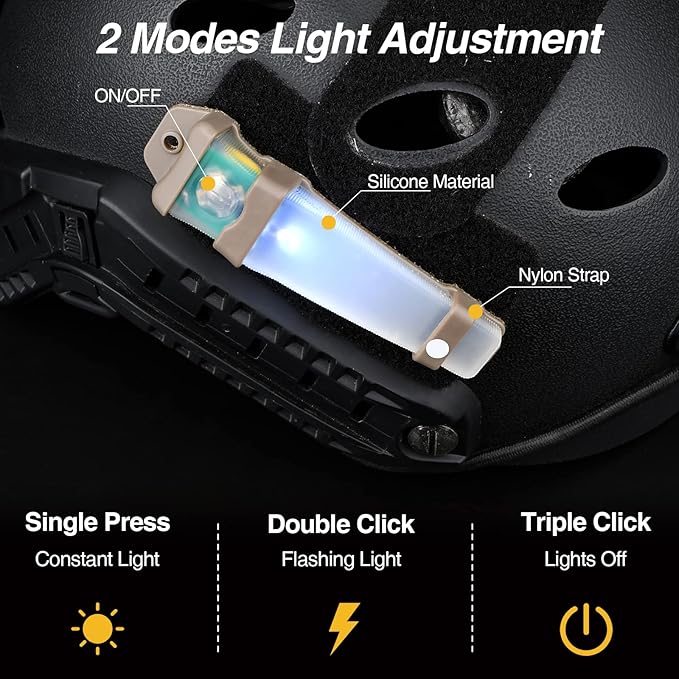 Personal Identification Marker - Tactical Helmet Light, Portable Survival Signal Light for Hiking, Boating, Cycling, Fishing