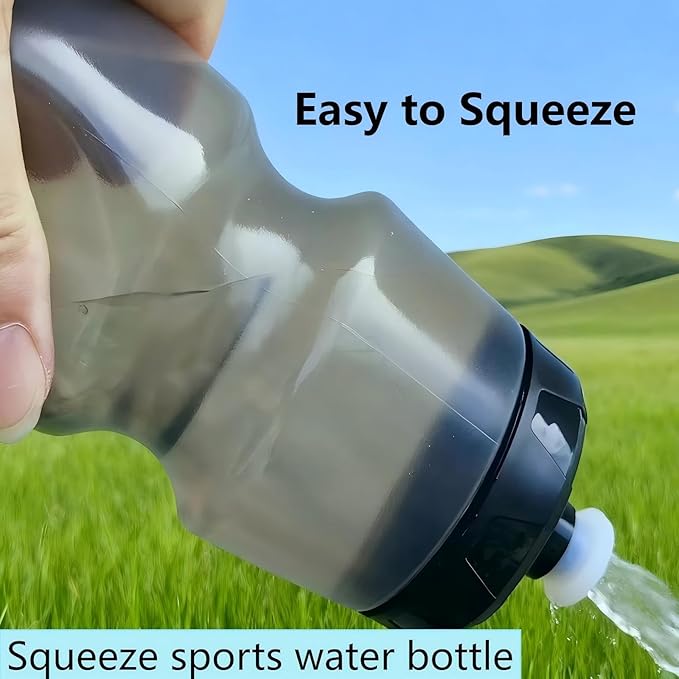 Squeeze Water Bottle Sports 24oz, BPA-Free Bicycle Water Bottle, Fit Bike Cage, Gym Cycling Hiking (Light Grey)
