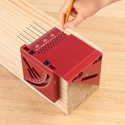 45/90 Degree Aluminum Alloy Woodworking Square Protractor, Multi Angle Measuring Ruler, High Precision Layout Measuring Tool for Engineer Carpenter (Red)