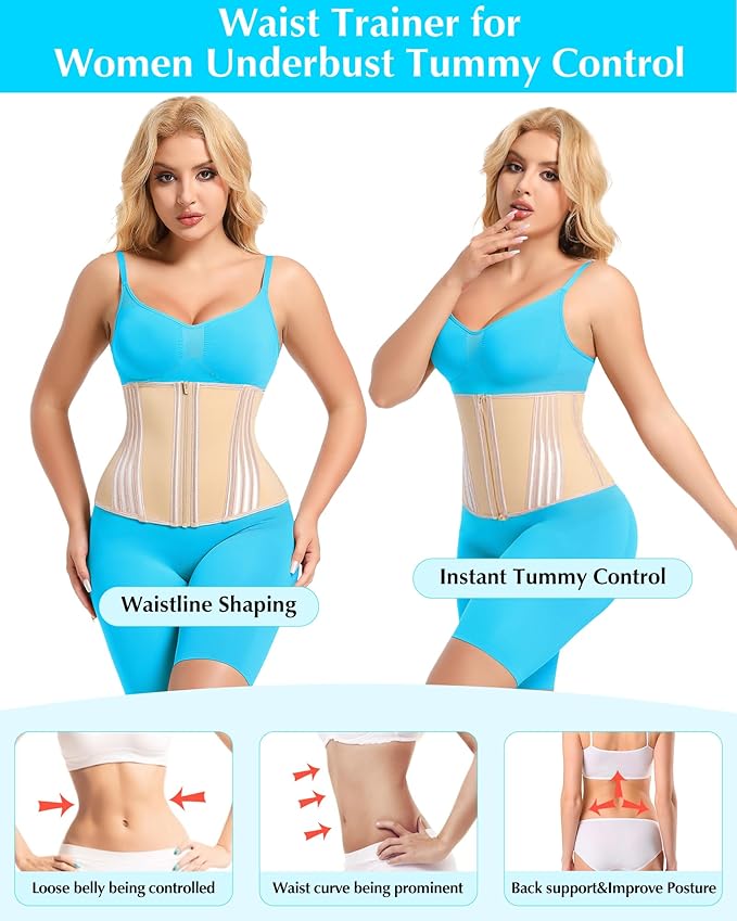 Short Torso Waist Trainer for Women Lower Belly Fat, Workout Fajas Colombianas Waist Cincher Corset