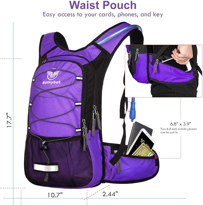 Hydration Pack, Insulated Hydration Backpack with 2L BPA Free Water Bladder and Storage, Hiking Backpack for Men, Women, Kids for Running, Cycling, Camping - Keep Liquid Cool up to 5 Hours