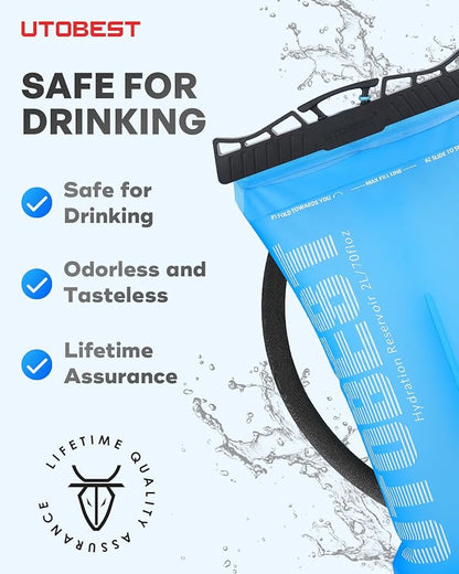 Hydration Bladder,TPU Water Bladder,Water Bladder for Hiking Backpack,BPA Free,Wide Opening,Leak-Proof,Water Reservoir for Hiking Cycling Camping Running